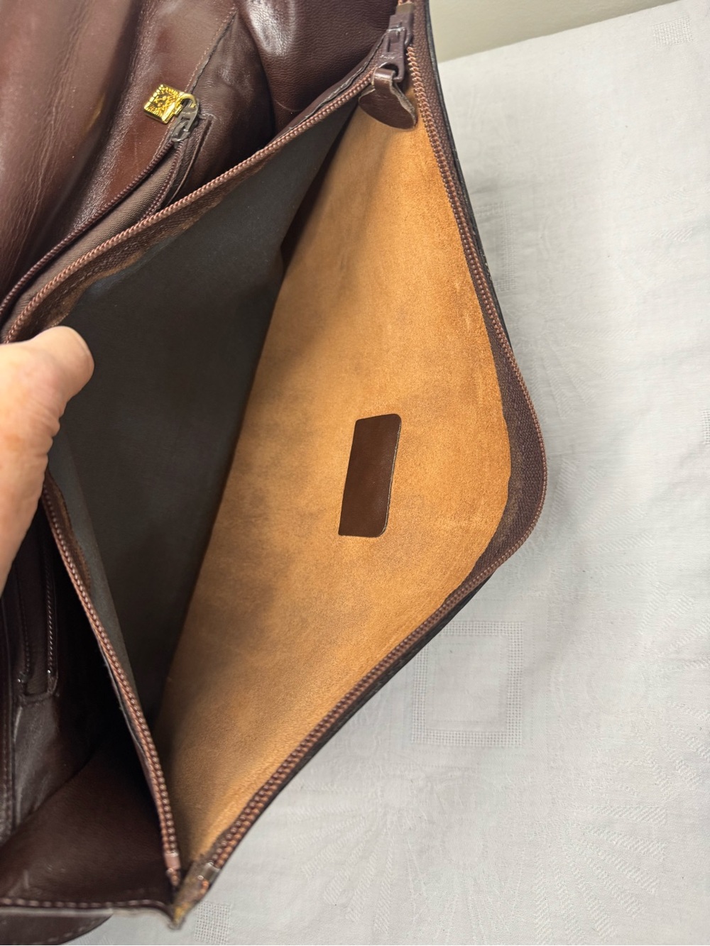 Anne Klein for Calderon brown leather briefcase - Picture 11 of 16